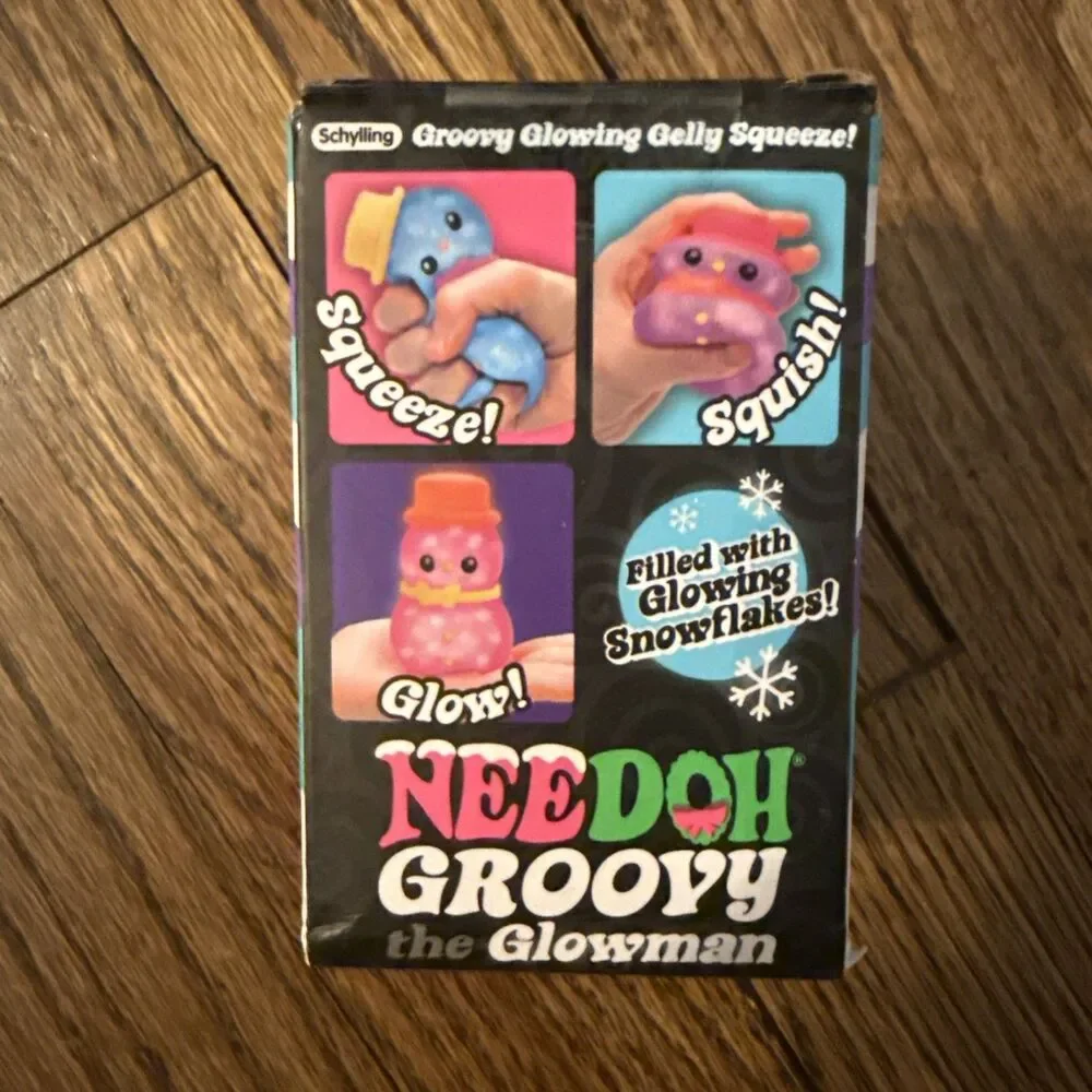NeeDoh Groovy The Glowman Blue Pink Snowman Squishmas Nee Doh Christmas